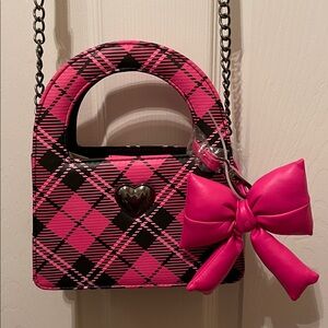 Betsey Johnson Pink Plaid Shoulder Bag